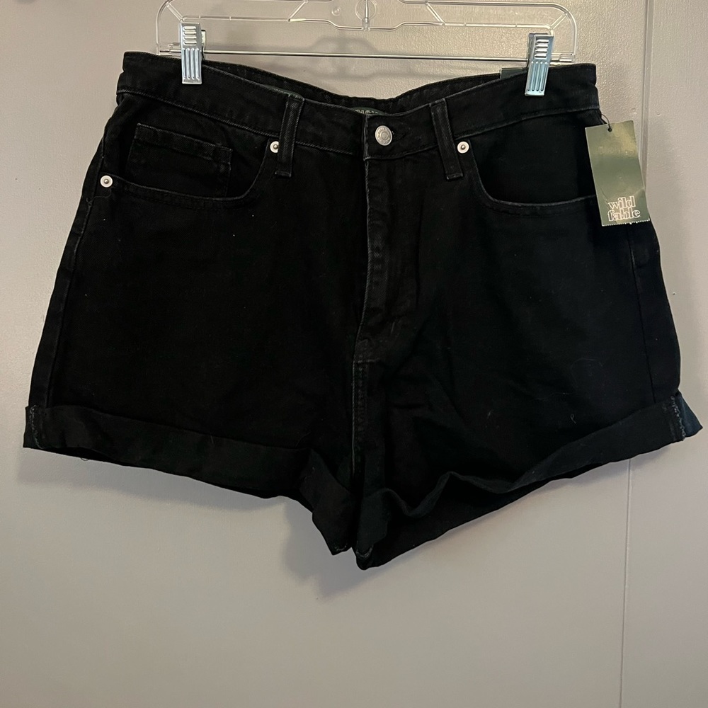 NWT black denim shorts